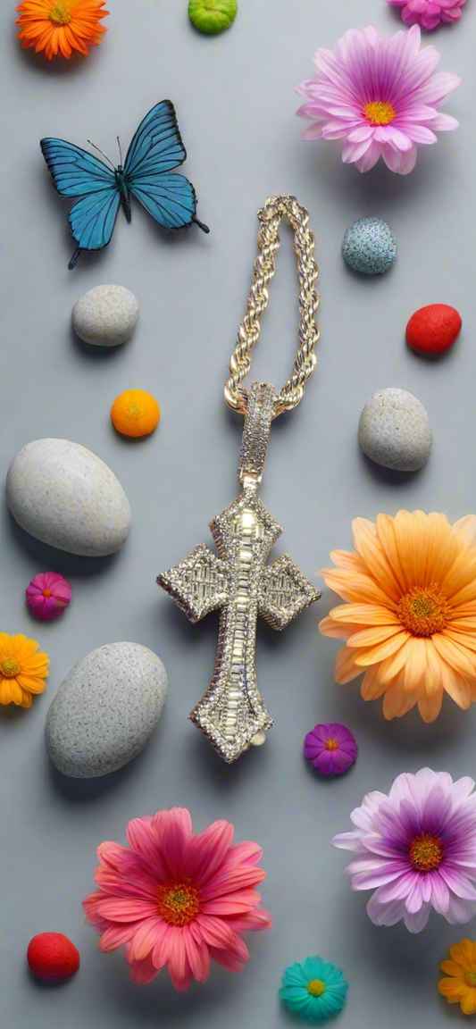 Iced Silver Cross Chain – VVS CZ  Drip