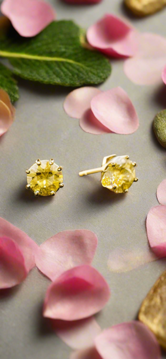 The Yellow Spark - One-of-a-Kind Lemon Yellow 2mm Moissanite Earrings